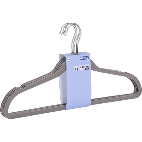 WENKO Kleiderbügel beflockt Grau 25er Set, Grau, Kunststoff (ABS) grau (1/3)