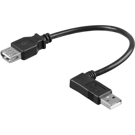 USB 2.0 Hi-Speed Verlängerungskabel A Stecker 90° links A Buchse 0,3m schwarz