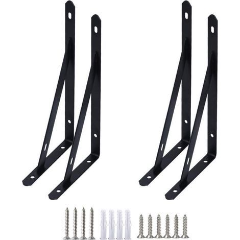 4 Pièces Supports D'étagère, Support D'étagère Support Mural,Supports D'étagère Robustes Triangle, Cadre de Support de Support D'étagère Mural à Angle de 90 Degrés, 250 x 155 mm, avec Vis (1/5)