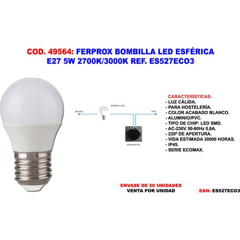 Ferprox sphärische LED-Glühbirne E27 5W 2700K/3000K