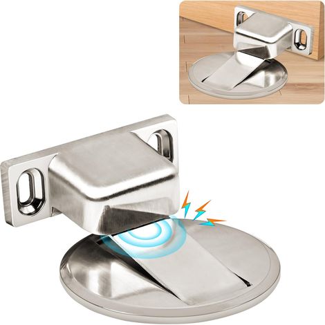 1 fermaporta magnetico in metallo, fermaporta magnetico in metallo resistente, fermaporta magnetico resistente con adesivo e viti (argento) (1/5)