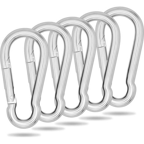 Lot de 5 mousquetons 4 mm, 60 kg, fixation facile pour grille, clés, drapeaux, portefeuille – DELKEVIC
