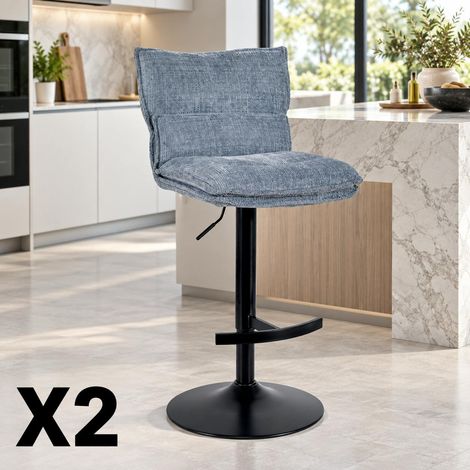Tabouret de bar réglable en tissu gris bleu (lot de 2) IENA (1/5)