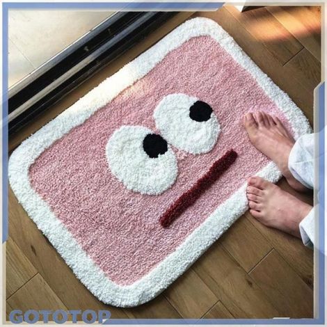 Paillasson d'intérieur Tapis de porte intérieur Absorption d'eau piscine jardin Visage Yeux roses 40x6 0cm/15.75x23.62in (1/5)