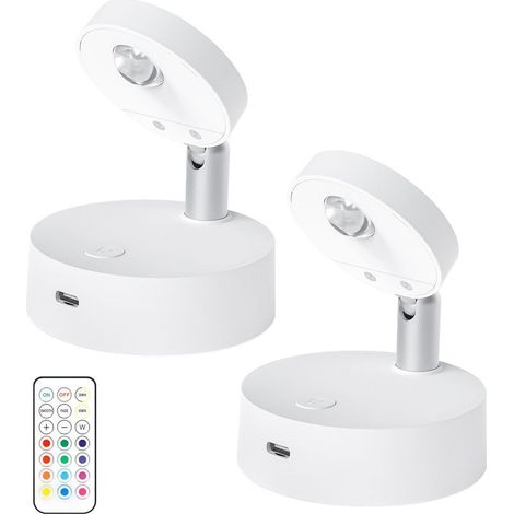 Projecteur télécommandé 13 couleurs, veilleuse magnétique LED rechargeable en forme d'œil de chat, lampe de chevet murale RGB (1/5)