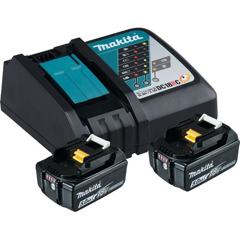 Confezione MAKITA 2 batterie BL1850B + caricatore DC18RC - 197570-9