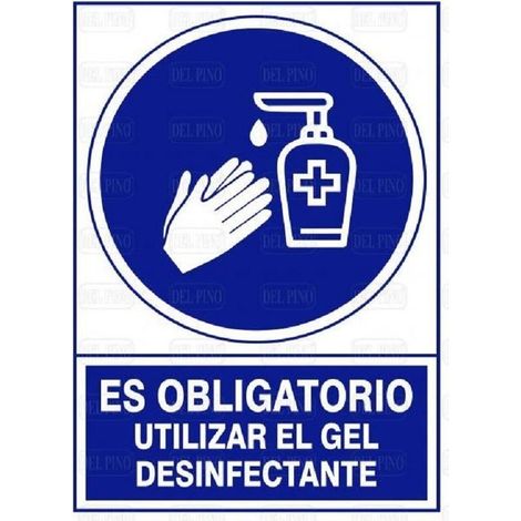 señal de obligación. plástico. rectangular. gel desinfectante