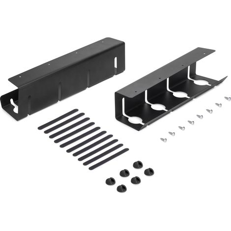 Emuca Untertisch-Kabelträger 2er Set Länge 430 mm, Stahl, Schwarz lackiert