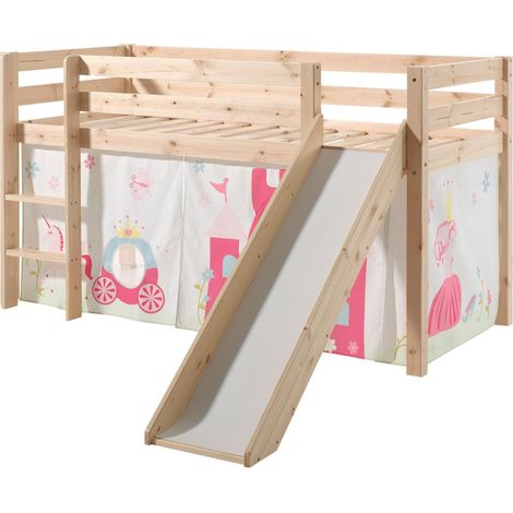 Lit mi-hauteur Astrid avec toboggan & tente de lit Princess (1/3)