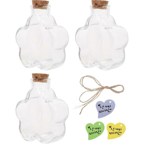 Lot de 3 bouteilles à souhaits en verre transparent avec bouchon de liège, pour la décoration (1/5)