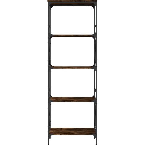 vidaXL Bücherregal mit 5 Ebenen, rauchfarbiges Eichenholz 59x35x171 cm (1/3)