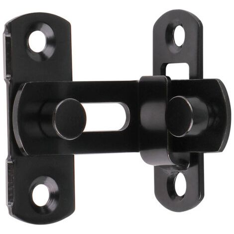 Verrou de porte à angle droit 180 degrés, œillet de porte et fenêtre, verrou de porte coulissante, verrou de porte (noir) (FMY)