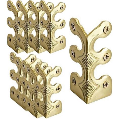 Lot de 10 protections d'angle pour plinthes Skiffers, en laiton massif, couleur or. (1/5)