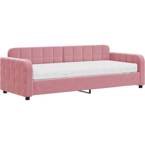 Maison Exclusive - Divano Letto con Materasso Rosa 80x200 cm in Velluto (1/5)