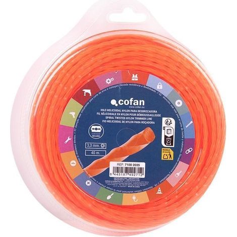 Hilo helicoidal de nylon para desbrozadora 40 m x 3,3 mm (1/5)