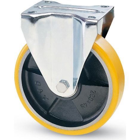 1PZ RUOTA FISSA PER CARRELLI POLIURETANO art.22A mm.100-piastra mm.100x85