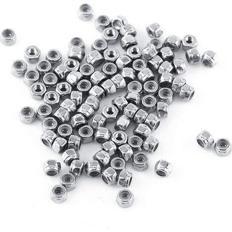 Set of SS304 Stainless Steel Nylon Insert Hex Lock Nuts (M2, 100pcs)