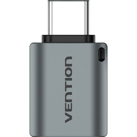 Adaptateur OTG Vention USB-C mâle vers USB 3.0 femelle, en alliage d'aluminium gris. (1/4)