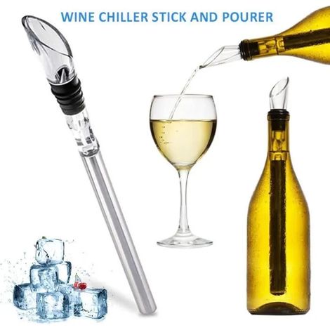 ®RisingFF Bouchon de refroidisseur de bouteille de vin en acier inoxydable, 1 pièce, bâton de refroidissement anti fui (1/4)