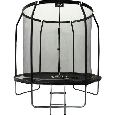 Axi Houston Trampoline Rond - Filet Ø 244 Cm En Noir  Trampoline Hors Sol - 8 Ft - Pour Enfants - Avec Bordure, Echelle Et Filet De Sécurité  Pour Le Jardin / L'Extérieur  Surface De Saut : 201 Cm