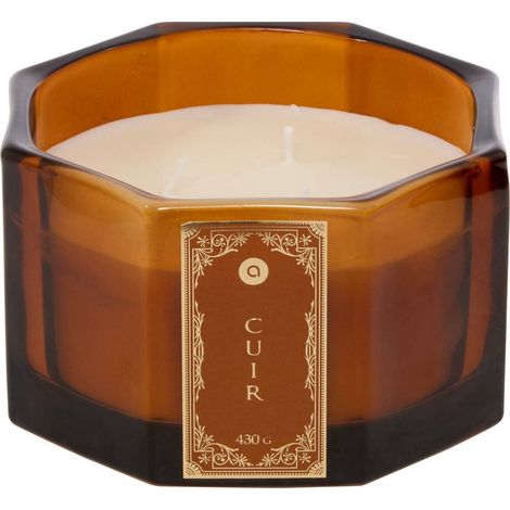 Lucien-Duftkerze, sechseckig, 430 g, Lederduft - Atmosphera créateur d'intérieur