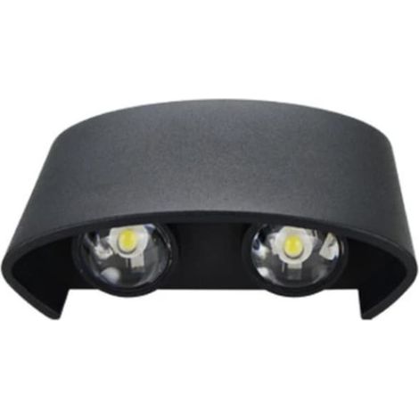 Applique a LED da parete, 4W per facciata con lente d'ingrandimento, IP54, luce calda 3000k, nera (1/5)