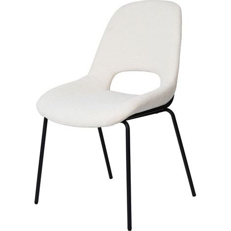 Chaise de salle à manger Julie Blanc clair, lot de 2, dossier ajouré, structure métallique