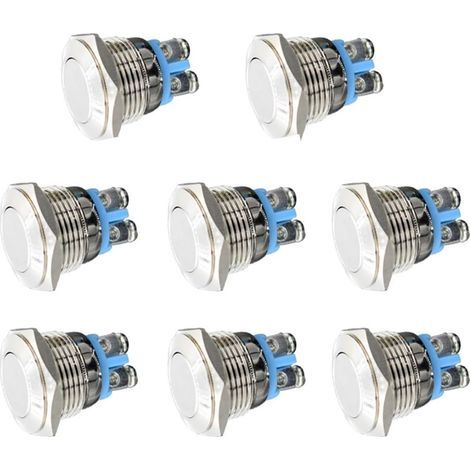 Momentanés Metal Commutateur de Bouton Poussoir 12V 8PCS 16mm pour Marine Étanche Voiture RV Truck Boat (1/5)