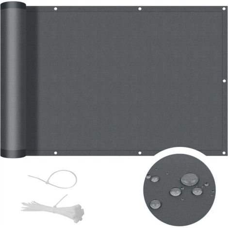 Balcony Privacy Screen 90x500cm PES, Outdoor Screen, Opaque Cover for Terrace, Water and UV Resistant, Grey (1/5)