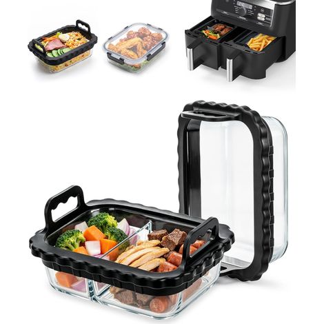 Lot de 2 Plat Air Fryer, Plat en Verre Borosilicate 21x16 cm (1/5)