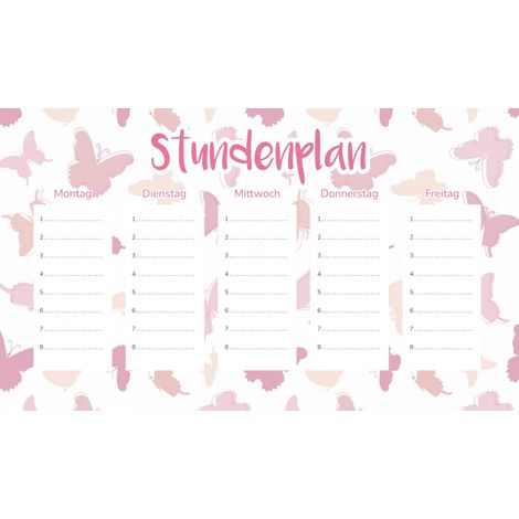 Plan de cours magnétique Papillons roses délicats 30 x 17,5 cm
