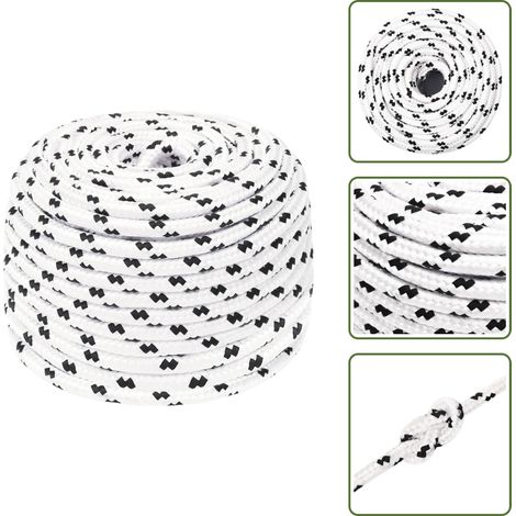Corde de bateau tressé Blanc 6 mmx25 m Polyester - Corde Marine - Corde Polyester - Corde Tressée - Ligne De Gréement - Écoute Principale (1/5)
