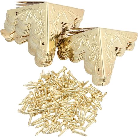 Lot de 24 protections d'angle vintage en métal doré avec clous et (1/5)