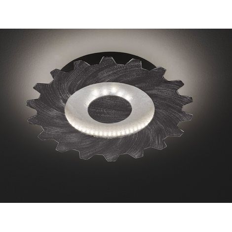 Vintage LED Deckenleuchte LEIF Zahnradoptik in Silber mit Goldakzenten Ø 30cm (1/5)