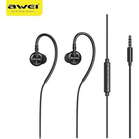 Auriculares estéreo AWEI L3 con conector de 3,5 mm, color negro. (1/5)