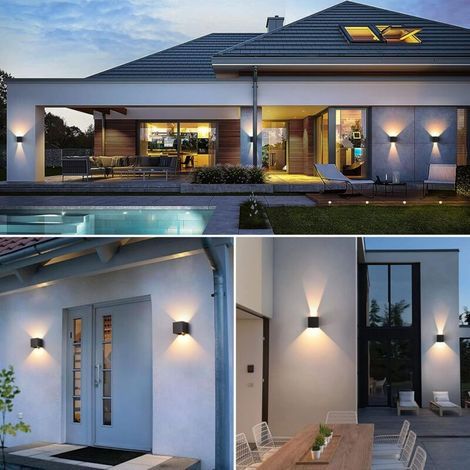 Applique murale LED 6 W (Intérieur/Extérieur) avec détecteur de mouvement, ​​Luminaire moderne blanc chaud (3000 K), Étanchéité IP65, Angle de faisceau réglable, Noir (1/4)