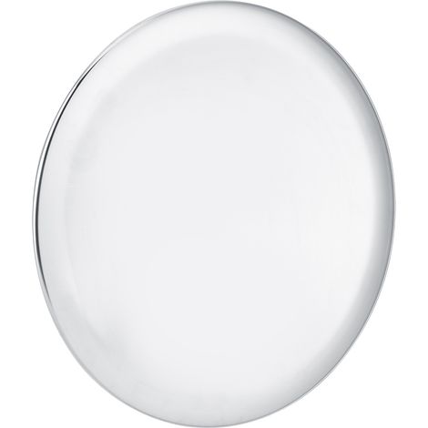 Plateau rond 28 cm en acier inoxydable argenté pour fruits, snacks, service à thé, grand plateau de présentation (1/4)