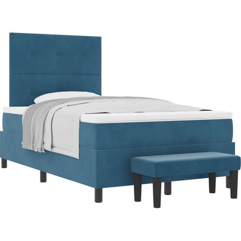 Maison Exclusive - Lit à ressorts avec tête de lit Bleu foncé 200 x 120 cm Velours (1/5)