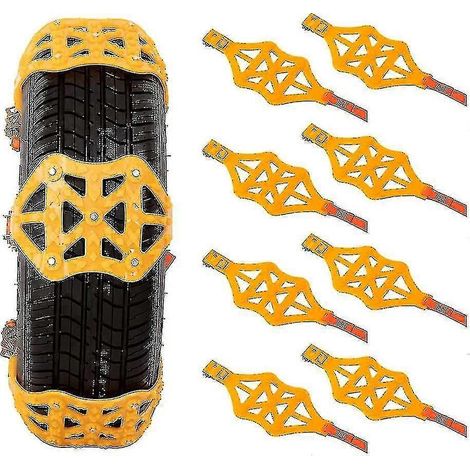 Universal snow chains, adjustable, suitable for snow tire chains with tire widths of 5.71-11.2 inches, suitable for ice and mud, 8 pieces