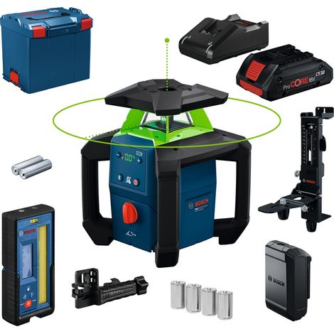 Bosch Professional Bosch Rotationslaser GRL18V-4-34CVG, incl. Wandhalterung, 1 x Akku ProCORE18V 4 Ah in L-BOXX