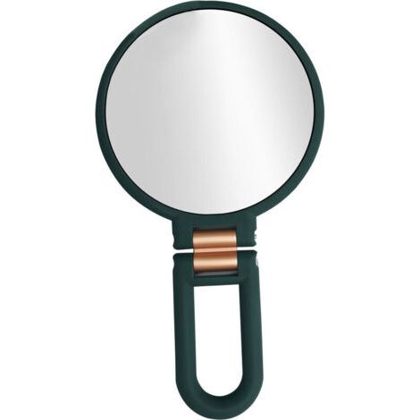 Miroir de poche grossissant 10X/15X poignée pliante Double face Portable voyage grossissant miroir à main piédestal miroir de maquillage (1/5)