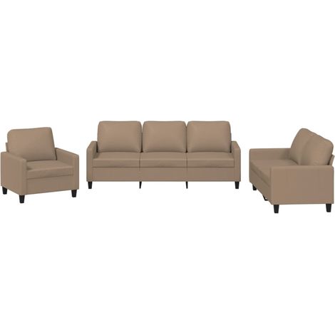 Maison Exclusive - Set di Divani 3 pz con Cuscini cappuccino in Similpelle
