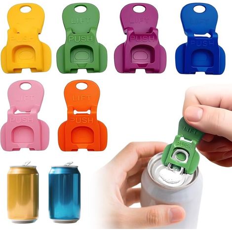 Bardusch-6 Pièces Ouvre-boîtes en Aluminium,Ouvre Boîte de Soda de Bière Plastique,ouvre canette,ouvre canette soda,bouchon canette,Ouvre Boîte Manuel Facile,pour Canettes en Aluminium Cola,Bière,Soda (1/5)