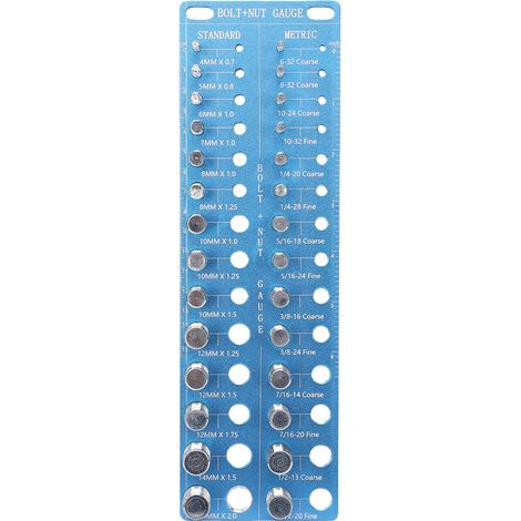 Set da 28 pezzi per misurare dadi e bulloni filettati, con misure metriche standard, realizzato in lega di alluminio ad alta resistenza, per meccanici, falegnami e appassionati del fai da te.