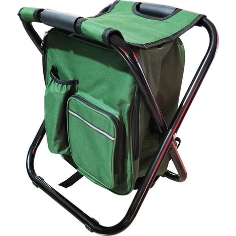 Tabouret pliable sac à dos, chaise de pêche camping, toile Oxford renforcée, grand sac à outils, glacière, capacité élevée, usage extérieur (1/5)
