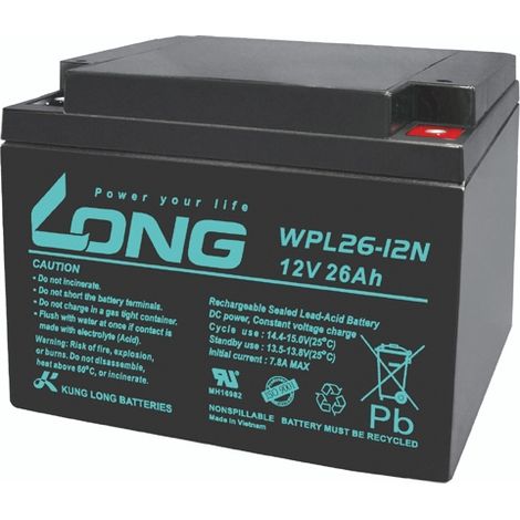 KUNG LONG Blei-Akkumulator Longlife, WPL26-12N-M, 12 V-, 26 Ah