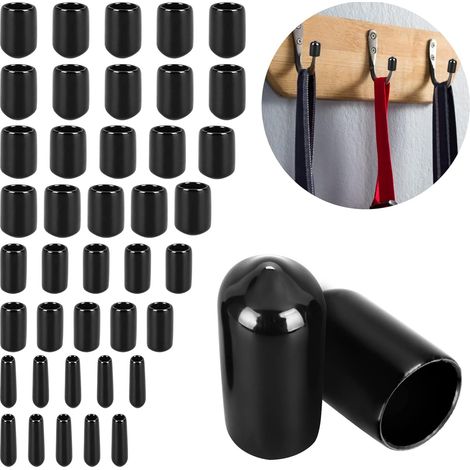 Lot de 40 Embouts en Vinyle pour vis, Vinyle Tuyau Tuyau Poteau, Bouchons à vis Filetage Couverture Assortiment 3 mm/6 mm/9 mm/12 mm, Noir (1/5)