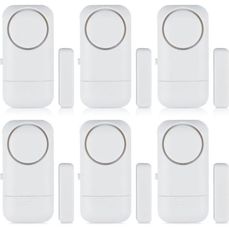 Lot de 6 alarmes de porte et fenêtre - Protection anti-effraction - Système d'alarme de sécurité sans fil avec capteur magnétique sans fil - 120 dB - Pour maison, hôtel, appartement et bureau (1/5)