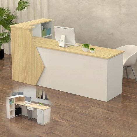 Réception bois et blanc avec rangement, 100-300 cm (1/5)