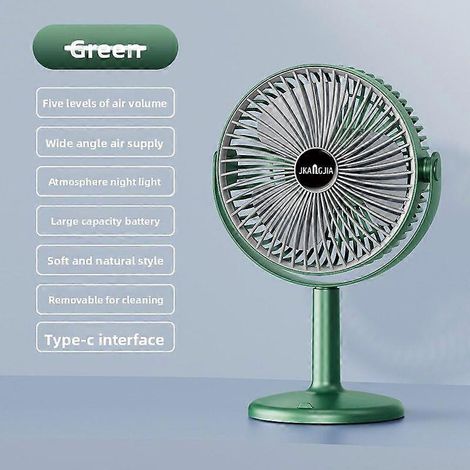Ventilador portátil plegable, ventilador de escritorio inalámbrico recargable por USB con 5 velocidades y luz LED, ventilador plegable a pilas para el hogar y la oficina. (1/5)